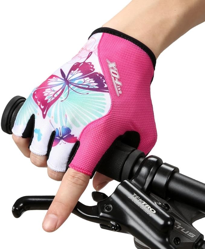 DuShow Women Half Finger Cycling Gloves,Gel Padded Anti-Slip Shock-Absorbing Mountain Road Bicycle Biking Bike Short Fingerless Gloves(Pink,L) - Image 2